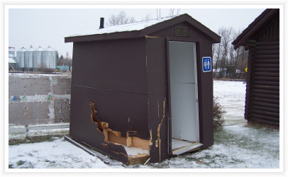Car vs. Outhouse